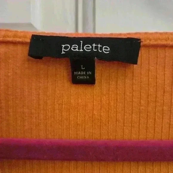 Orange Palette Top With GOLD Neckline accent,Size L - Picture 2 of 3